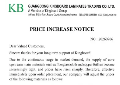 Price increase notice for copper clad laminates-2