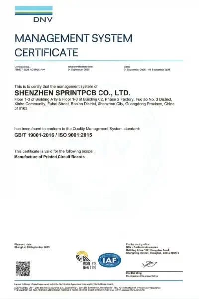 ISO 9001 certified PCB manufacturer